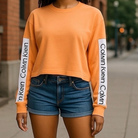 Calvin Klein Performance Tops - Calvin Klein Performance Women’s Large Peach Long Sleeved Crop-top LS Tee Shirt